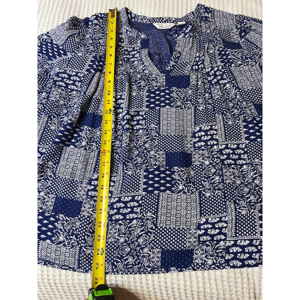Cafe Marrakesh Blue Western Wear Bandana Print Flutter Sleeve Cottage Top XL - Picture 6 of 9